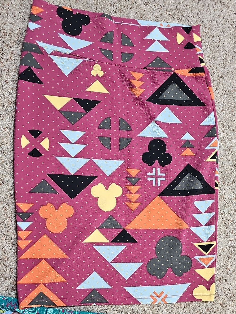LuLaRoe Maroon Geometric & Icon Print Pencil Skirt